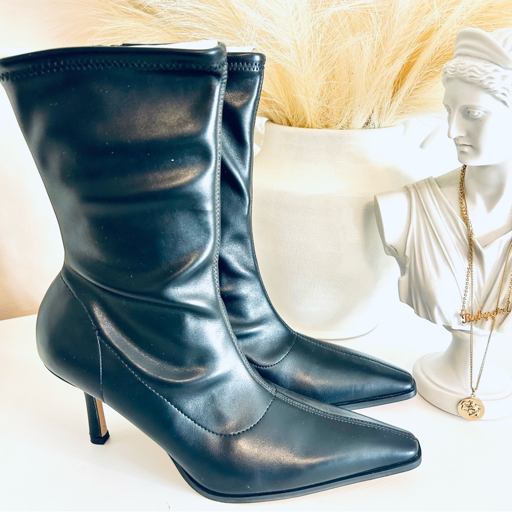 NA-KD Faux Leather Sock Boots
